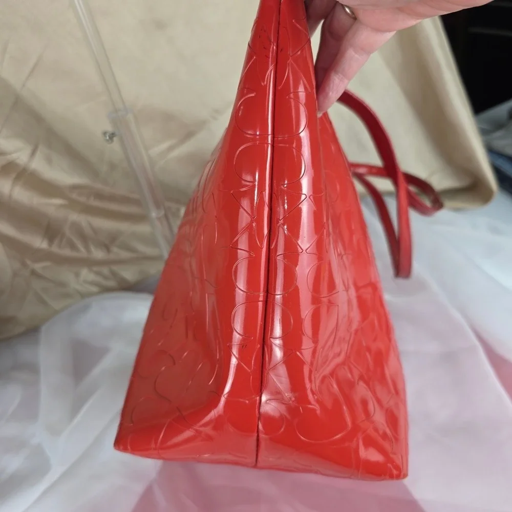 Kate Spade Sophie Red Patent Leather Embossed Heart‎ Tote Bag Project Piece